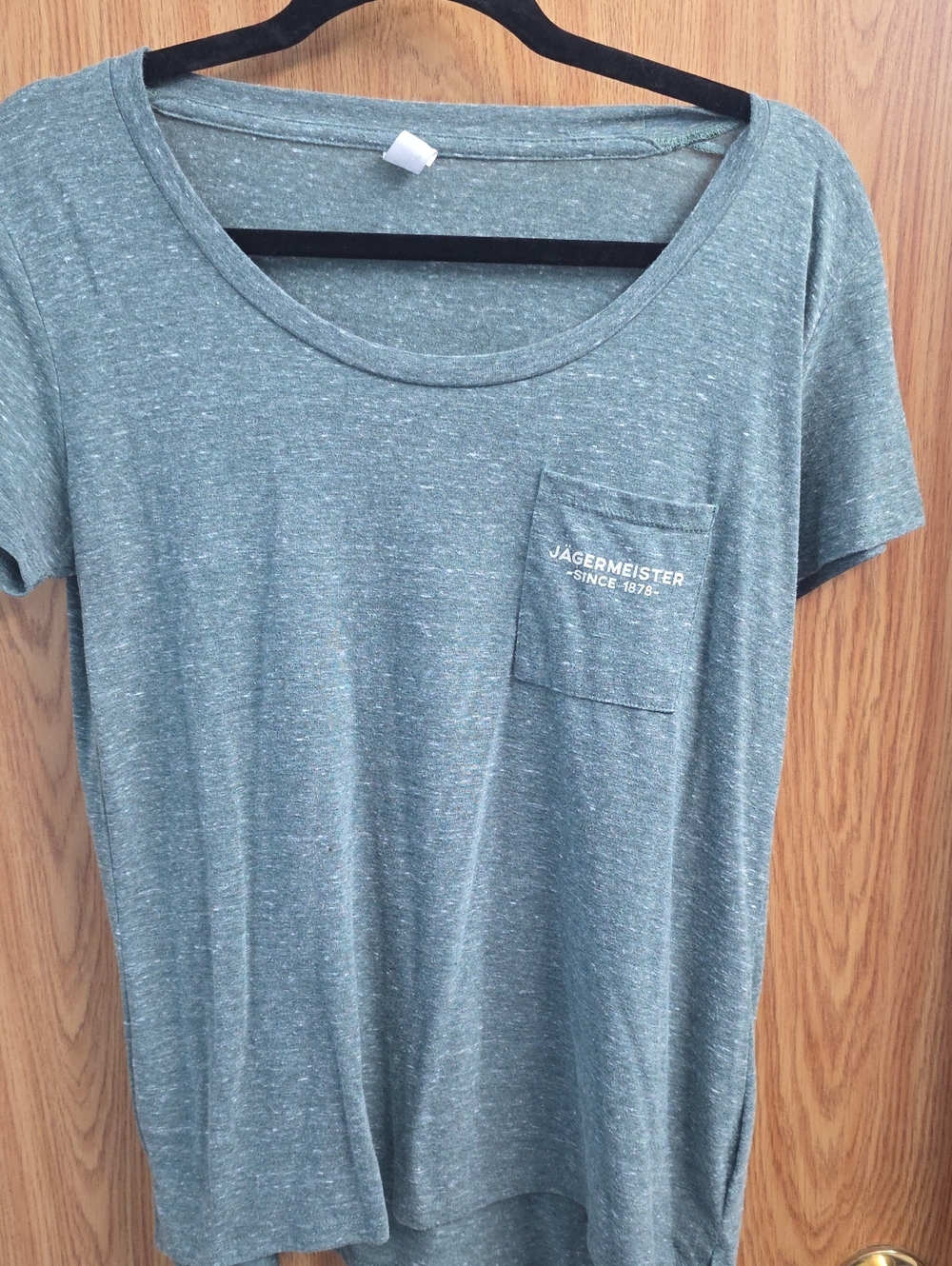 Jagermeister Heather Green Scoop Neck Pocket Tee